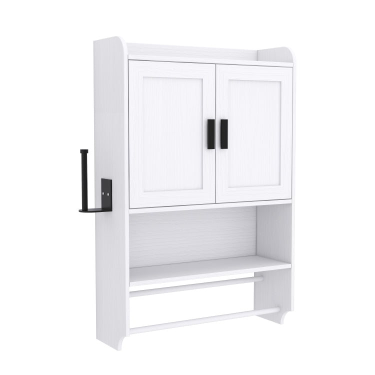 Bathroom Wall Cabinet With Doors,Adjustable Shelf,Towel Bar And Paper Holder, Over The Toilet Storage Cabinet, Medicine Cabinet For Bathroom White