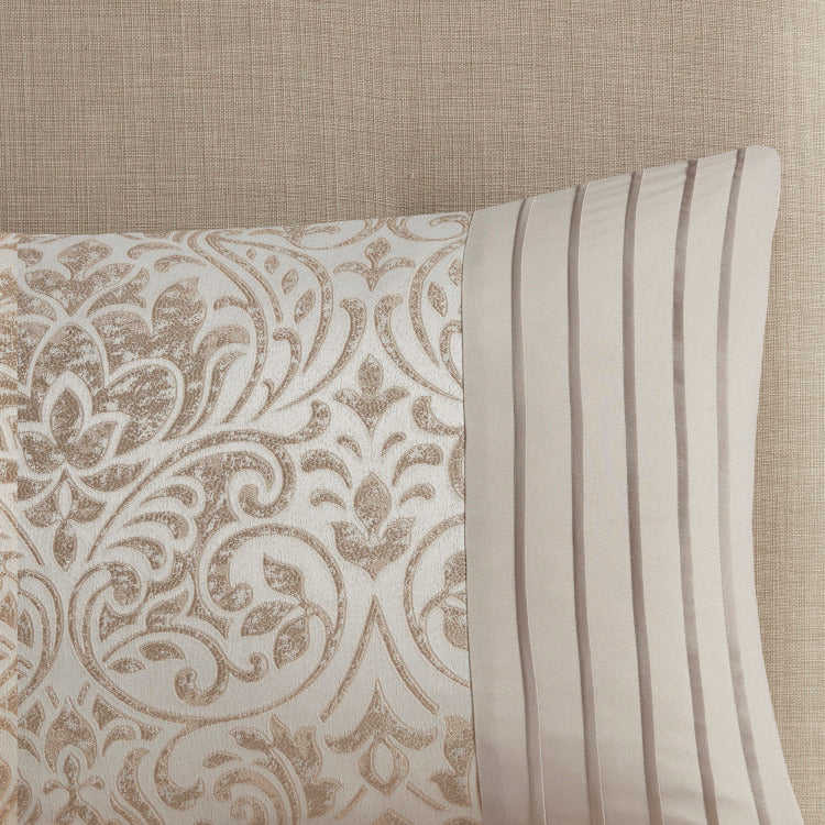 12 Piece Jacquard Comforter Set With Bed Sheets Khaki Queen