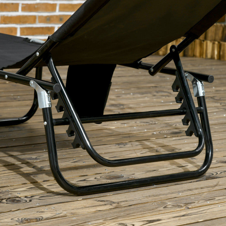 Outsunny Folding Chaise Lounge Pool Chairs, Outdoor Sun Tanning Chairs With Canopy Shade, Reclining Back, Steel Frame And Side Pocket For Beach, Yard, Patio, Tan