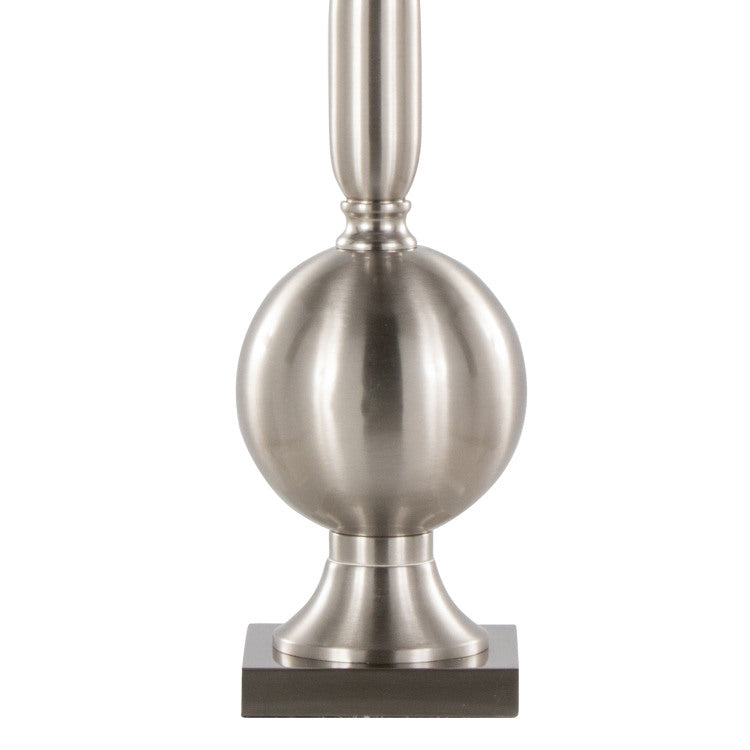 Joan 30" Contemporary Metal Table Lamp In Brushed Nickel With Grey Satin Shade From Grandview Gallery Set Of 2
