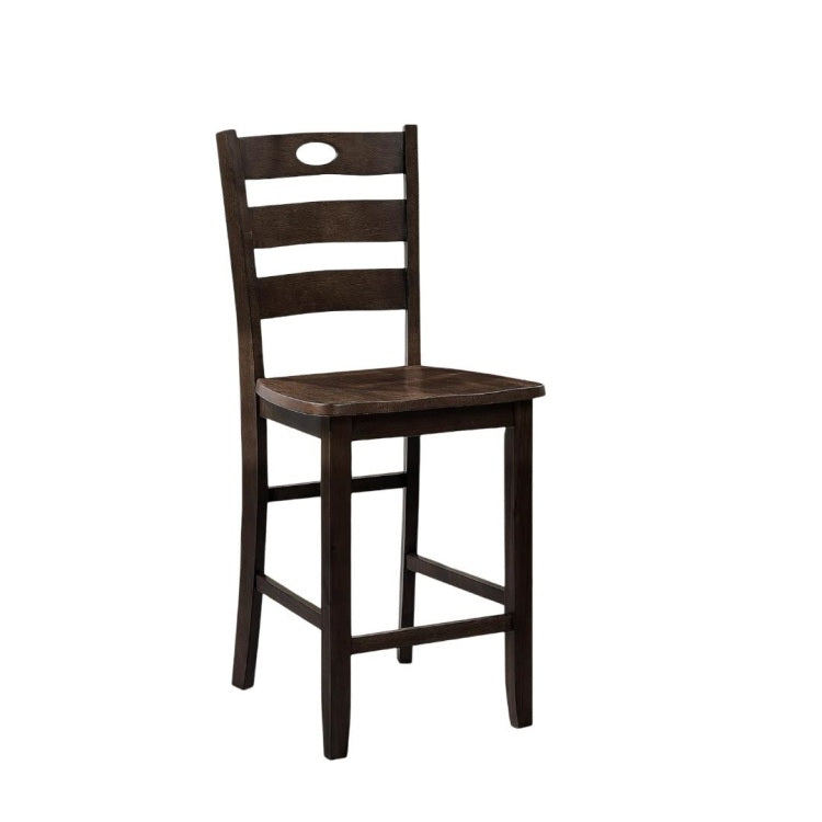Transitional Style Espresso Finish 5Pc Dining Table Set 1X Square Counter Height Dining Table 4X Slat Back Chairs Dining Room