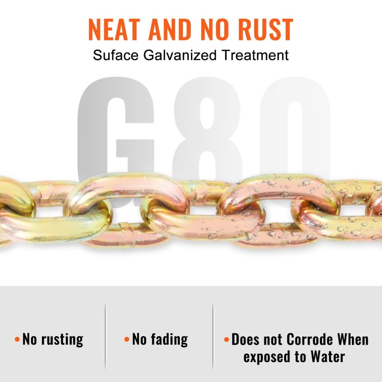 Transport Binder Chain, 7100Lbs Working Load Limit, 3 8''X20' G80 Tow Chain Tie Down With Grab Hooks, Dot Certified, Galvanized Coating Manganese Steel For Dock Factory Construction Site, 2 Pack
