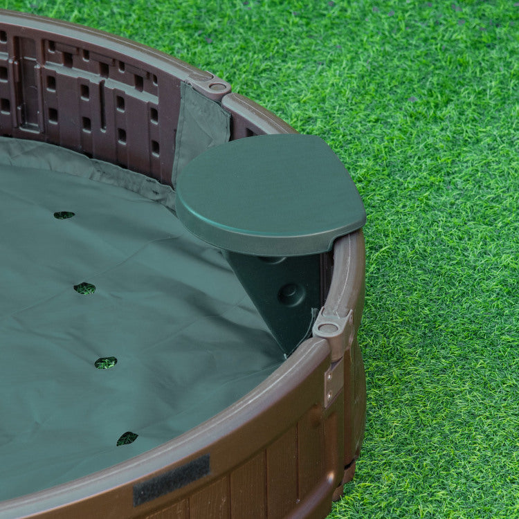 Outsunny Kids Outdoor Sandbox With Cover Garden Bed, Easy Assembly Children'S Round Sandbox For Backyard, Brown, 48.5" X 48.5" X 8.75"