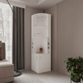 Page Corner Bar Cabinet With Wine Storage And Glass Rack. White