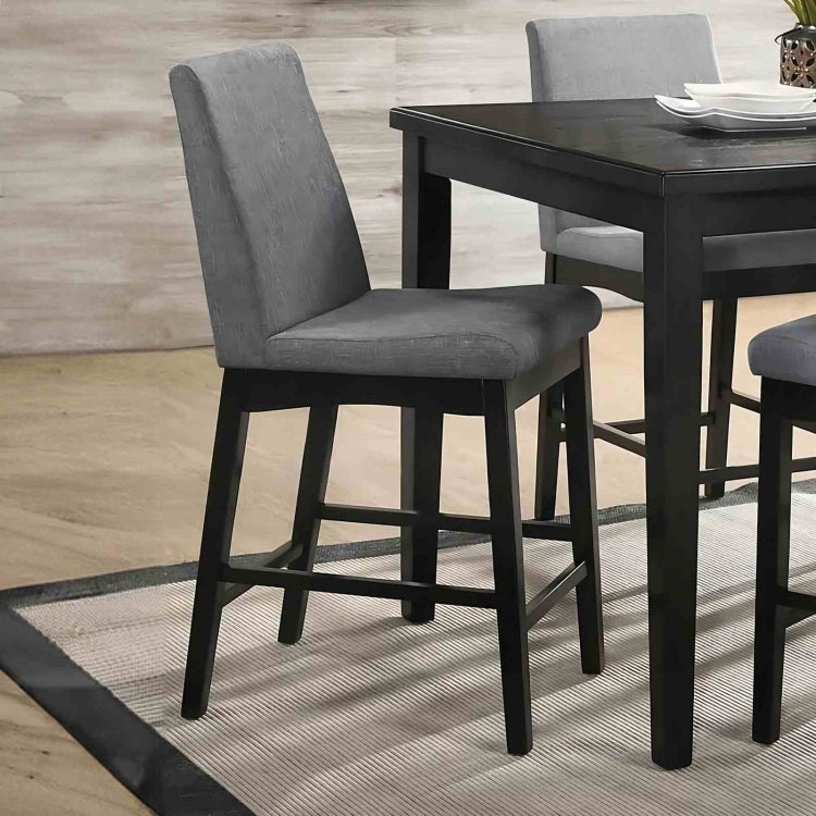 2Pc Counter Height Chair Contemporary Style Upholstered Seat And Back Dark Walnut Finish Dining Room