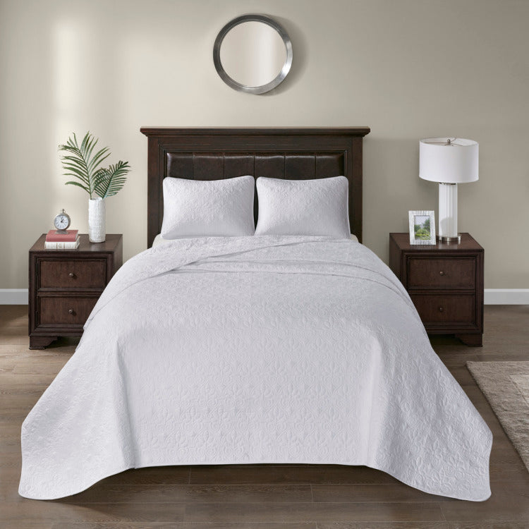 Reversible Bedspread Set White Queen