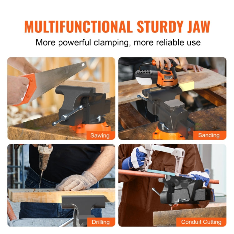 6" Bench Vise W Anvil 360 Swivel Locking Base Heavy Duty Ductile Iron