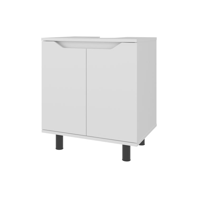 Under Sink Storage 24.8" H, 2 Doors, 2 Shelves, 4 Legs, White Bathroom