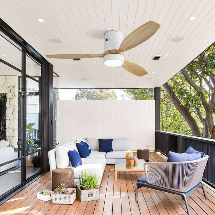 Same As W882P244711 52 Inch Flush Mount Dc 3 Solid Wood Fan Blade Noiseless Reversible Motor Remote Control With Light