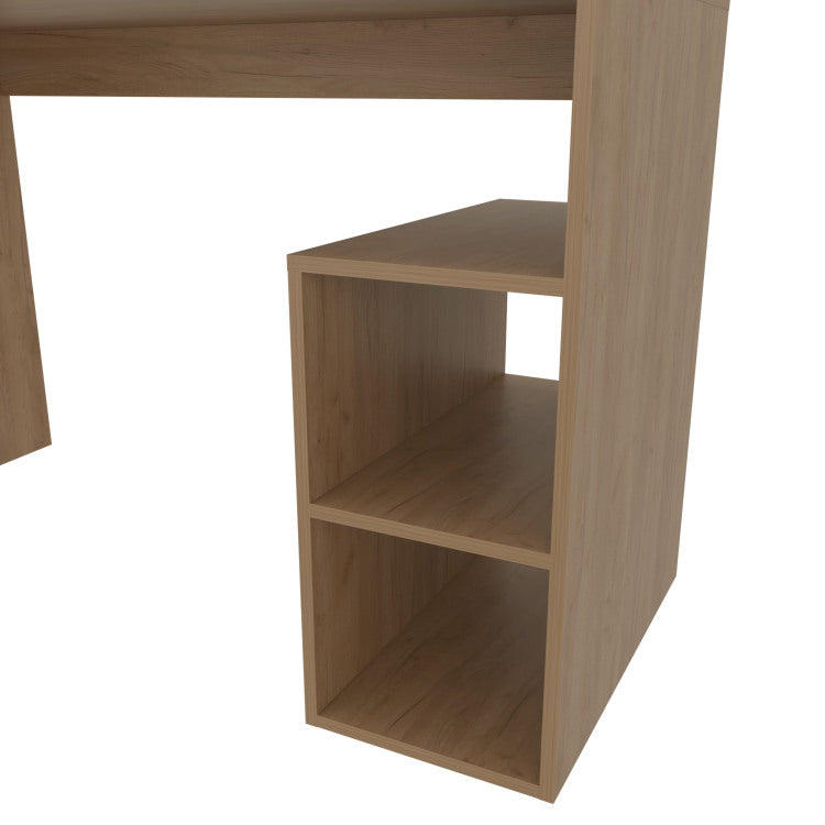 Sanders Computer Desk In Melamine With Open Storage, Natural Oak