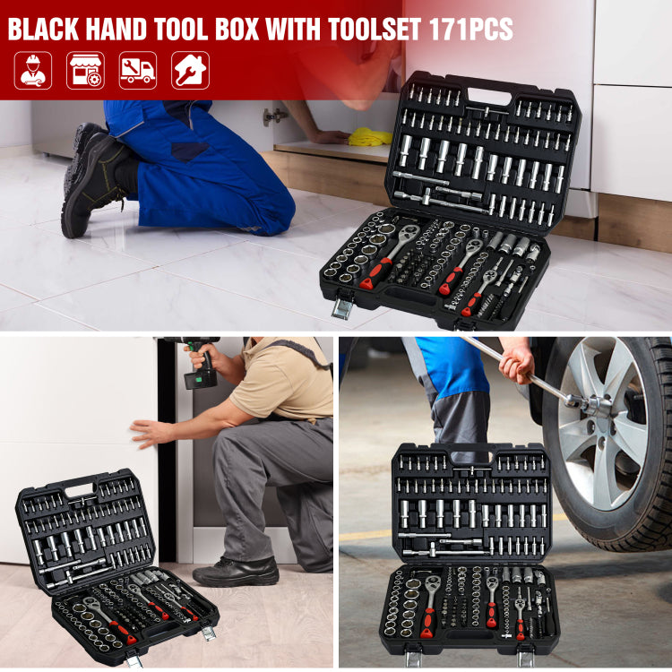 Tool Set Socket And Ratchet Wrench Toolbox, 171Pcs Tool Box, Universal Home Car Repair Tool Set For Men And, Perfect For Homeowners, Diy Enthusiasts, And Mechanics