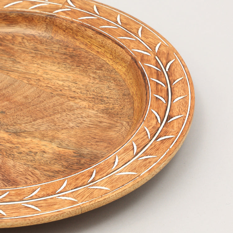 Handcrafted 13" Wood Charger Plate Wooden Dinning Placemat Artisan Wood Tableware