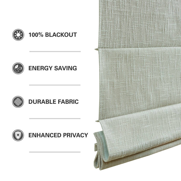 1 Pcs 29X64" Total Blackout Cordless Roman Shade Linen