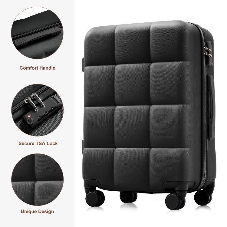 Luggage Sets 4 Piece, Abs Durable Suitcase With Travel Bag, Cup Holder, Abs Hard Shell Luggage With Spinner Wheels, Black And Brown