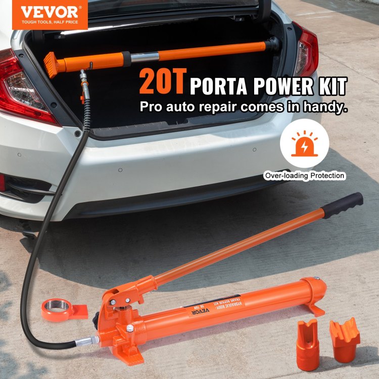 20 Ton Porta Power Kit, Portable Hydraulic Jack With 4.6 Ft 1.4 M Oil Hose, Car Frame Repair Tool With Storage Case For Automotive, Heavy Equipment, Mechanic 44000 Lbs