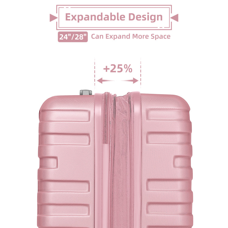 Luggage Sets 6 Piece With Duffel Bags, Hardside Expandable Suitcases With Spinner Wheels Tsa Lock, Pink