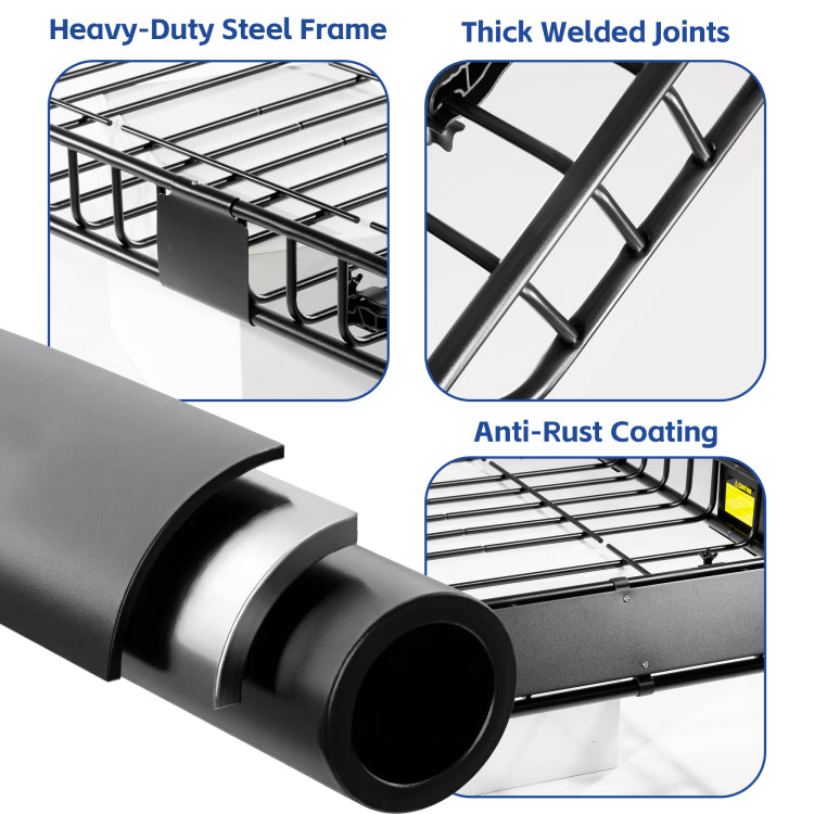 Roof Rack Basket With Net,Rooftop Steel Roof Rack,Cargo Carrier With 250 Lbs Capacity,Extension Black Car Top Luggage Holder 64"X 39" Universal For Suv Wagon Seden