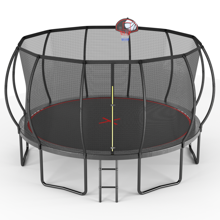 Yc 14Ft Trampoline Pumpkin Black Red Fframe Height 90Cm