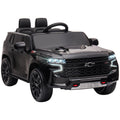Aosom Chevrolet Tahoe Licensed Kids Ride On Car, 12V Battery Powered Kids Electric Car With Remote Control, Music, Lights, Horn, Suspension For 3 6 Years Old, Black