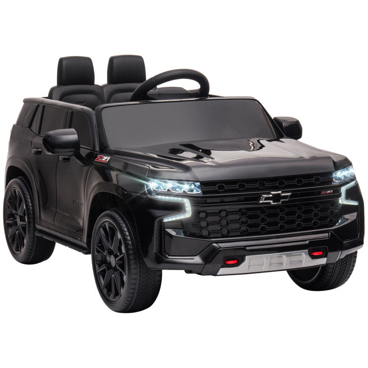 Aosom Chevrolet Tahoe Licensed Kids Ride On Car, 12V Battery Powered Kids Electric Car With Remote Control, Music, Lights, Horn, Suspension For 3 6 Years Old, Black