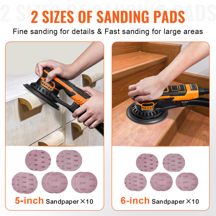 Random Orbital Sander 5" & 6" Brushless Orbital Sander Sander 10000Prm 6 Speed