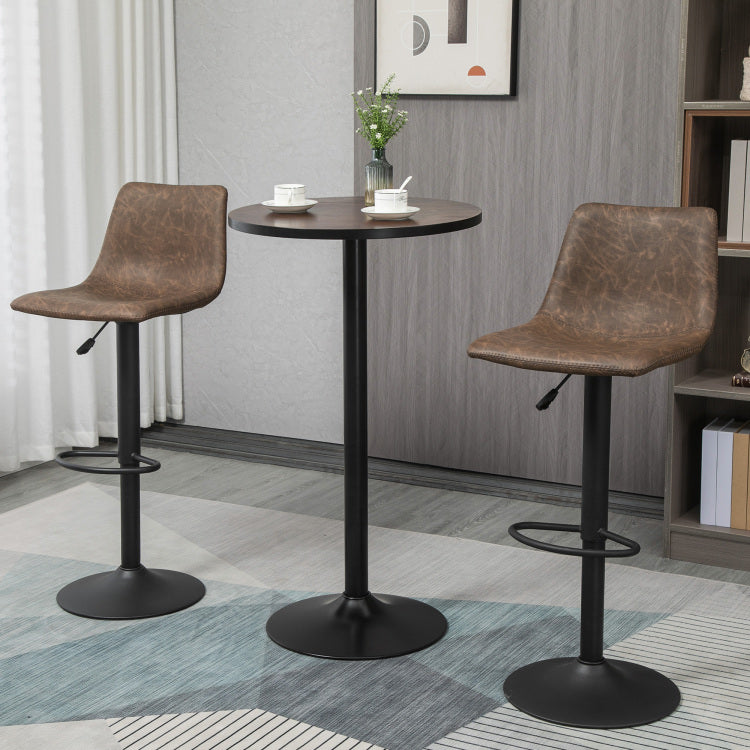 Homcom 42" H Bar Height Round Bar Table, Rustic Industrial Pub Table, Elm Wood Top Bistro Table With Metal Base