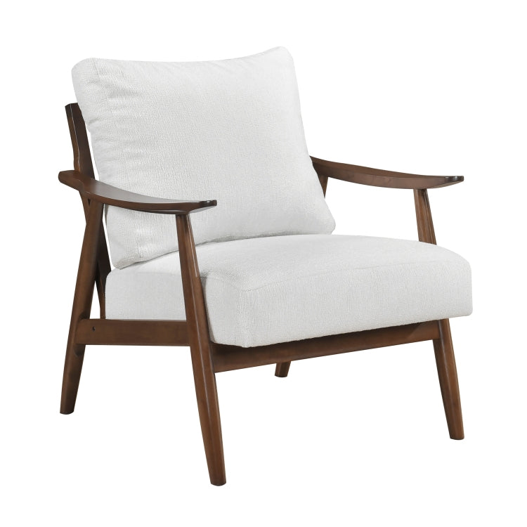 Modern Living Room 1Pc Beige Accent Chair Solid Wood Brown Finish Wooden Furniture