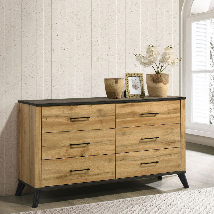 Fraser Natural Pine 6 Drawer Dresser Cabinet