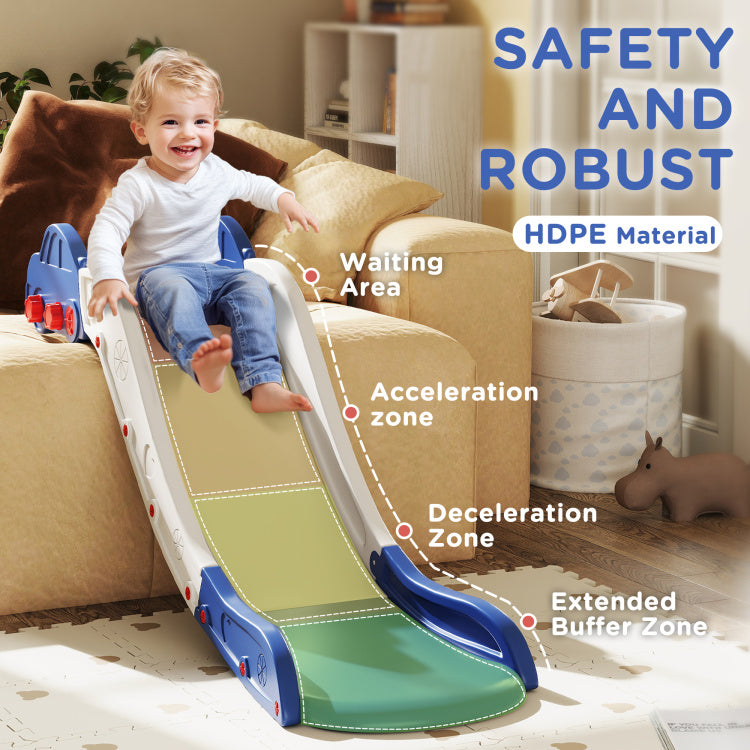 Qaba Toddler Slide, Couch Slide For Bed, Sofa, Extra Length Indoor Couch Slide For Toddler, Baby, Child, Easy To Assemble, Blue