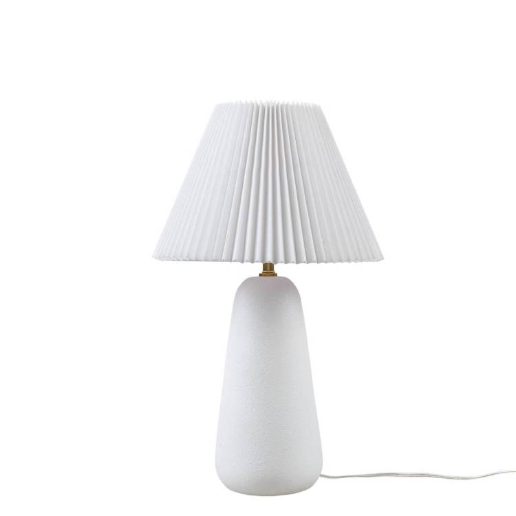 Textured Ceramic Table Lamp With Fluted Fabric Shade White See Below