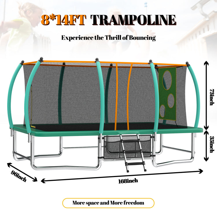8X14Ft Outdoor Square Trampolines For Kids Adults Long Rectangular Tumbling Trampoline