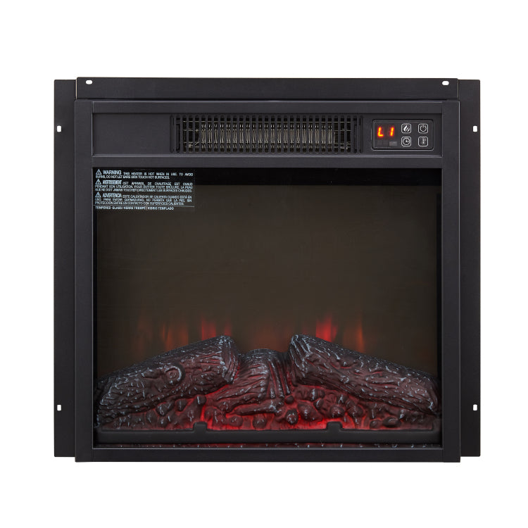 Electric Fireplace Insert 18" 1400W 120V ,Equipped With Remote Control, Ultra Thin Heater With Log Set & Realistic Flame Black