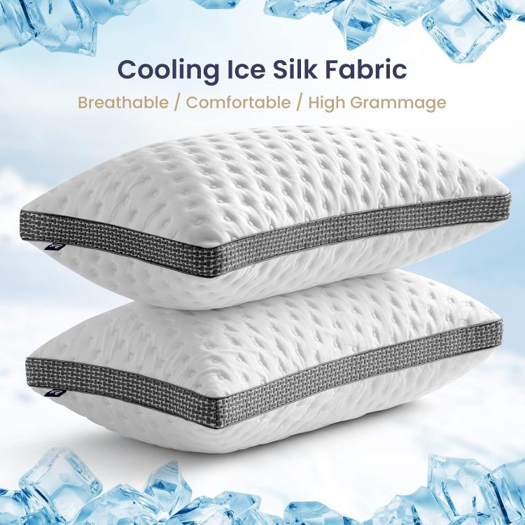 Cooling Pillow Queen Size Set Of 2, Cooling Gel Memory Foam Bed Pillow, Medium Firm Pillow For Sleeping, Cooling & Smooth Washable Cover, Certipur Us Certified