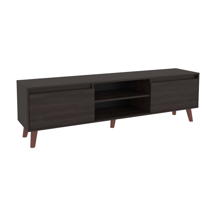 Polaris Tv Stand With Open Shelves, Two Storage Shelves For Media Storage And Entertainment Console, Perfect For Living Room Or Bedroom