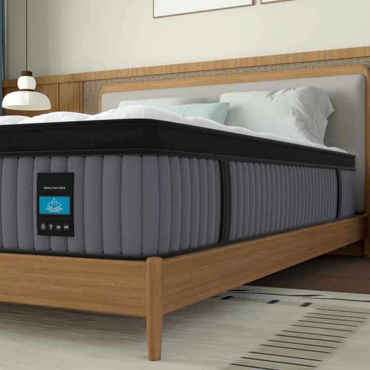 14 Inch Hybrid Mattress King Memory Foam & Pocket Spring Bed Cooling, Pressure Relief, Back & Hip Support Luxury Ergonomic Mattress