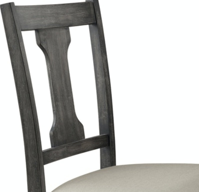 Wallace Tan Linen & Weathered Gray Finish Side Chair Set Of 2