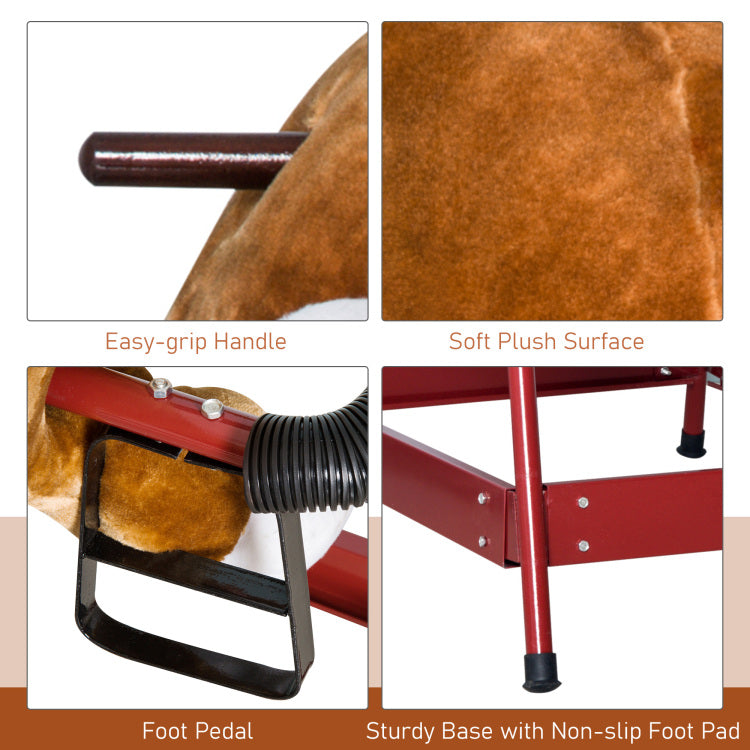 Qaba Kids Spring Rocking Horse Rodeo Bull Style With Realistic Sounds For Children Over 3 Years Old