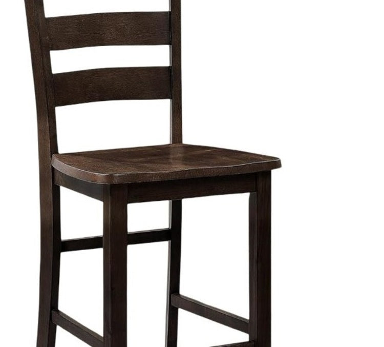 Transitional Style Espresso Finish 5Pc Dining Table Set 1X Square Counter Height Dining Table 4X Slat Back Chairs Dining Room