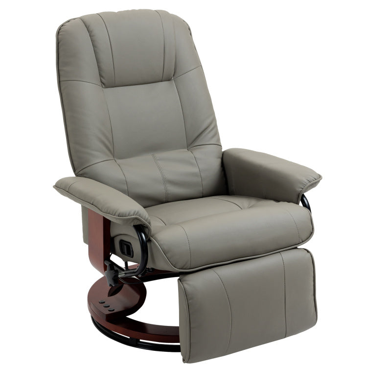 Homcom Faux Leather Manual Recliner With Swivel Wood Base Padded Armrest