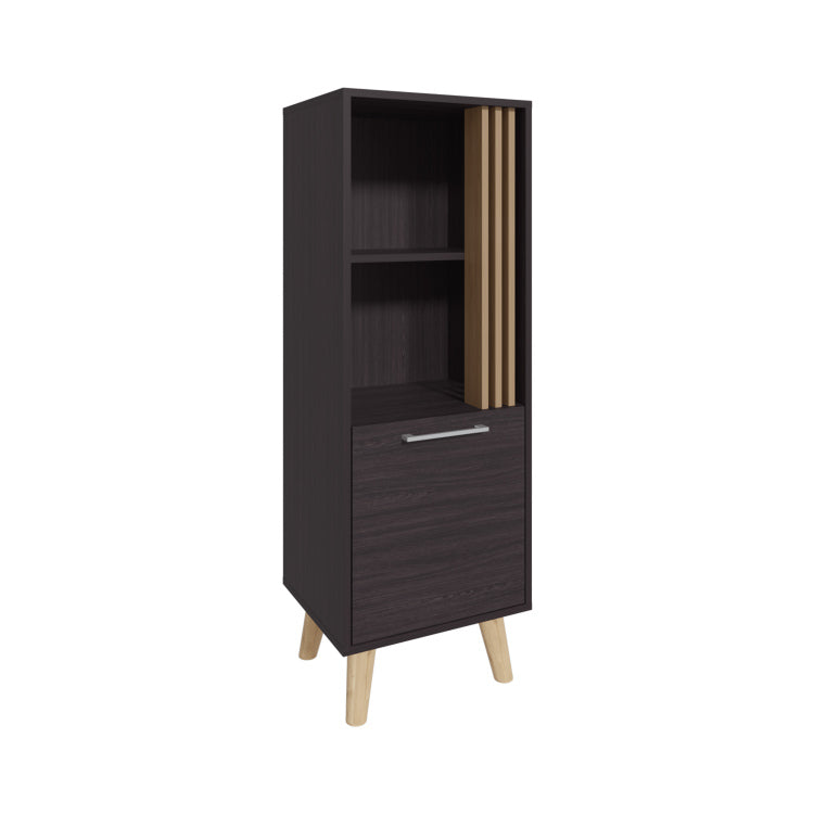 Vance 47" High One Door Cabinet With Two Open Shelves Dark Wengue Light Oak