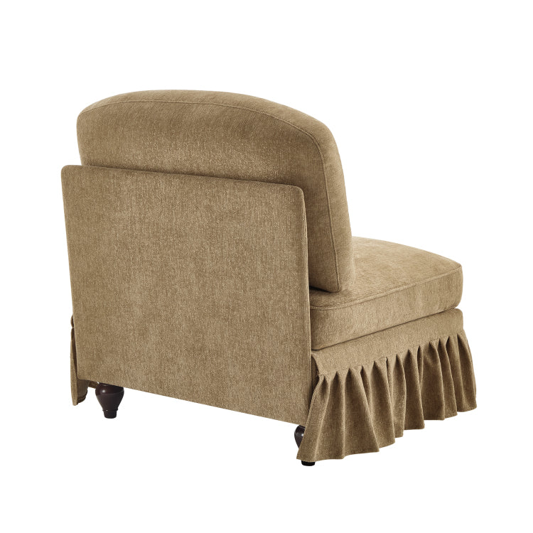 Armless Sofa Chenille W 1 Pillow Light Coffee