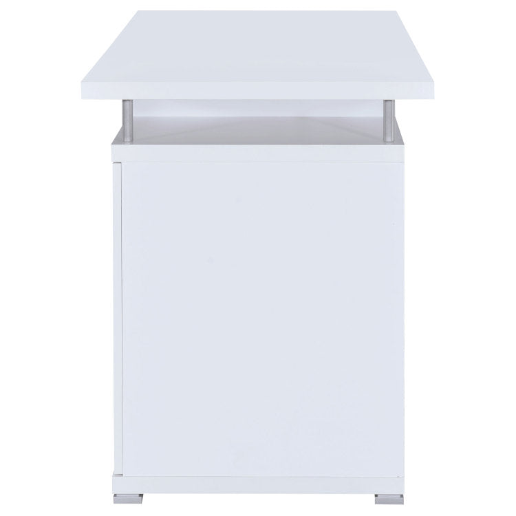 Rochelle White Computer Desk With 2 Drawers And Cabinet