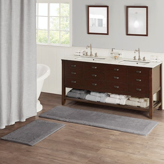 100% Cotton Tufted 3000 Gsm Reversible Bath Rug Charcoal 21X34"
