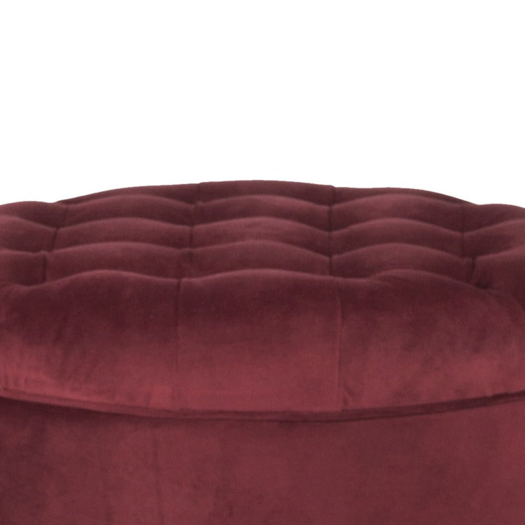 Velvet Upholstered Wooden Ottoman With Tufted Lift Off Lid Storage, Red