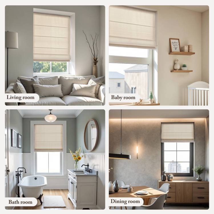 1Pc 33X64" Cordless Roman Blind Fabric