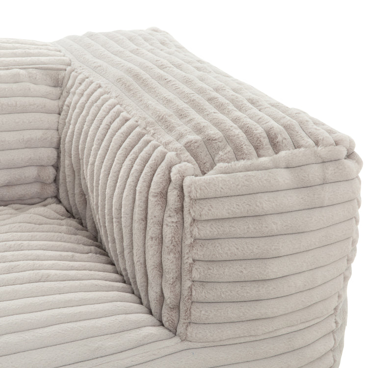 71" Large Corduroy Memory Foam Bean Bag Sofa With Armrest, Living Room Plush Lounger Chair For Kids, Teen, And Adults, Beige