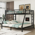 Metal Queen Over King Bunk Bed For Teens And Adults,Space Saving Noise Reduced No Box Spring Needed, Black