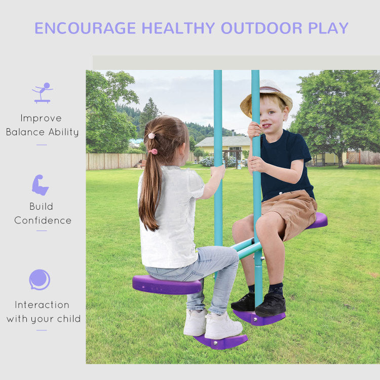 Outsunny Metal Swing Set With Glider, Two Swing Seats And Adjustable Height, Outdoor Heavy Duty A Frame Suitable For Playground, Backyard, Purple