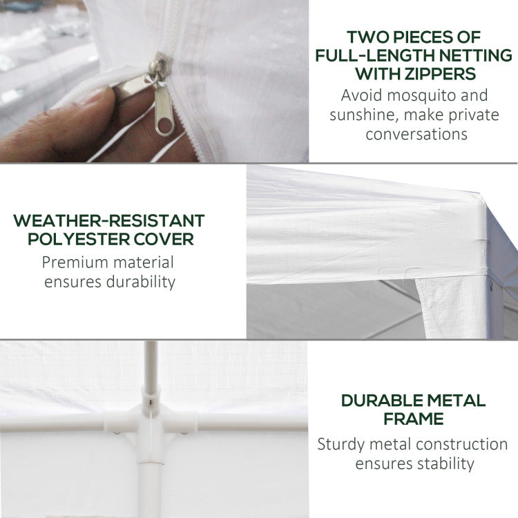 Outsunny 10' X 20' Party Tent, Outdoor Wedding Canopy & Gazebo With 6 Removable Sidewalls, Shade Shelter For Events, Bbqs, White