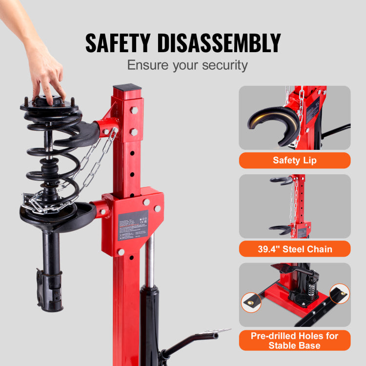 Strut Spring Compressor, 4.5 Ton 9920 Lbs Hydraulic Jack Capacity, 1 Ton Rated Compression Force, Auto Strut Coil Spring Compressor Tool, Hydraulic Spring Compressor For Strut Spring Removing